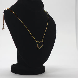 Dainty Open Heart Necklace - Gold Tone Minimalist Charm - rangeeen.pk