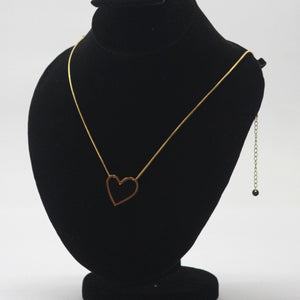 Dainty Open Heart Necklace - Gold Tone Minimalist Charm - rangeeen.pk