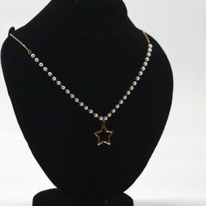 Celestial Star Pendant on Dainty Pearl Chain Necklace - rangeeen.pk