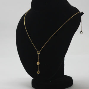 Dainty Three-Flower Gold-Tone Drop Necklace - rangeeen.pk