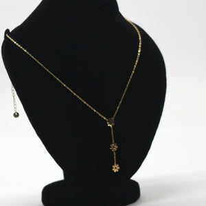 Dainty Three-Flower Gold-Tone Drop Necklace - rangeeen.pk