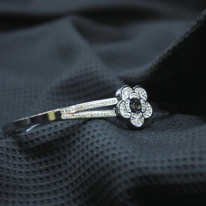 Elegant White Crystal Flower Bangle for Women - rangeeen.pk