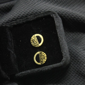 Modern Greek Key Round Stud Earrings - rangeeen.pk