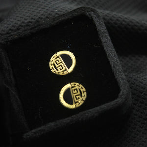 Modern Greek Key Round Stud Earrings - rangeeen.pk