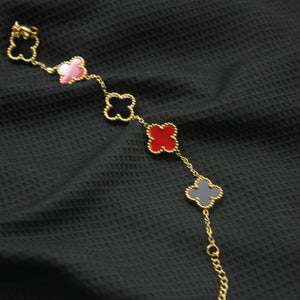Multi-Color Enamel Clover Station Bracele - rangeeen.pk